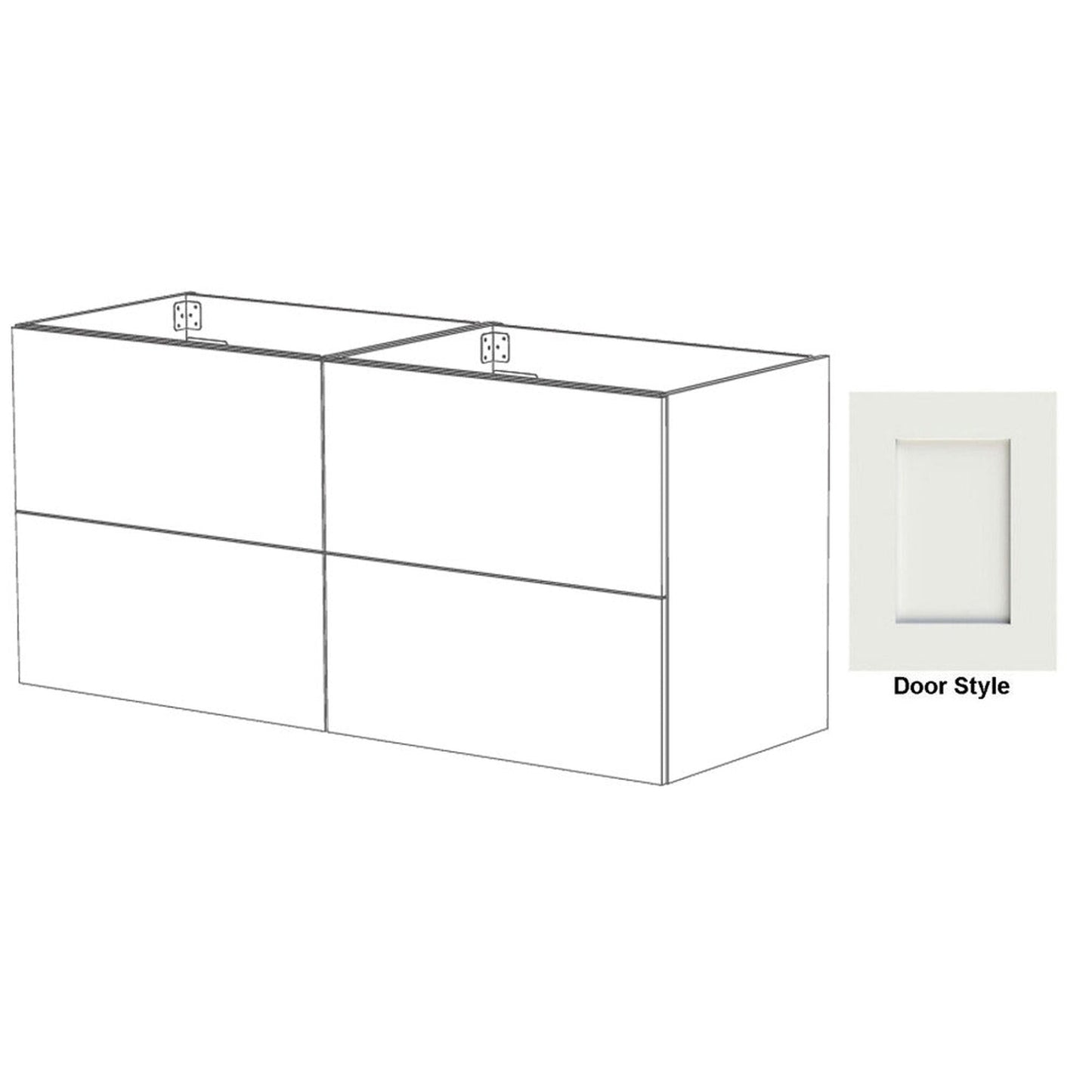 DM Bath MAX Combo 48" Whitewash Maple Stain Floating Bathroom Vanity Modular Set with 2" Shaker Door Style