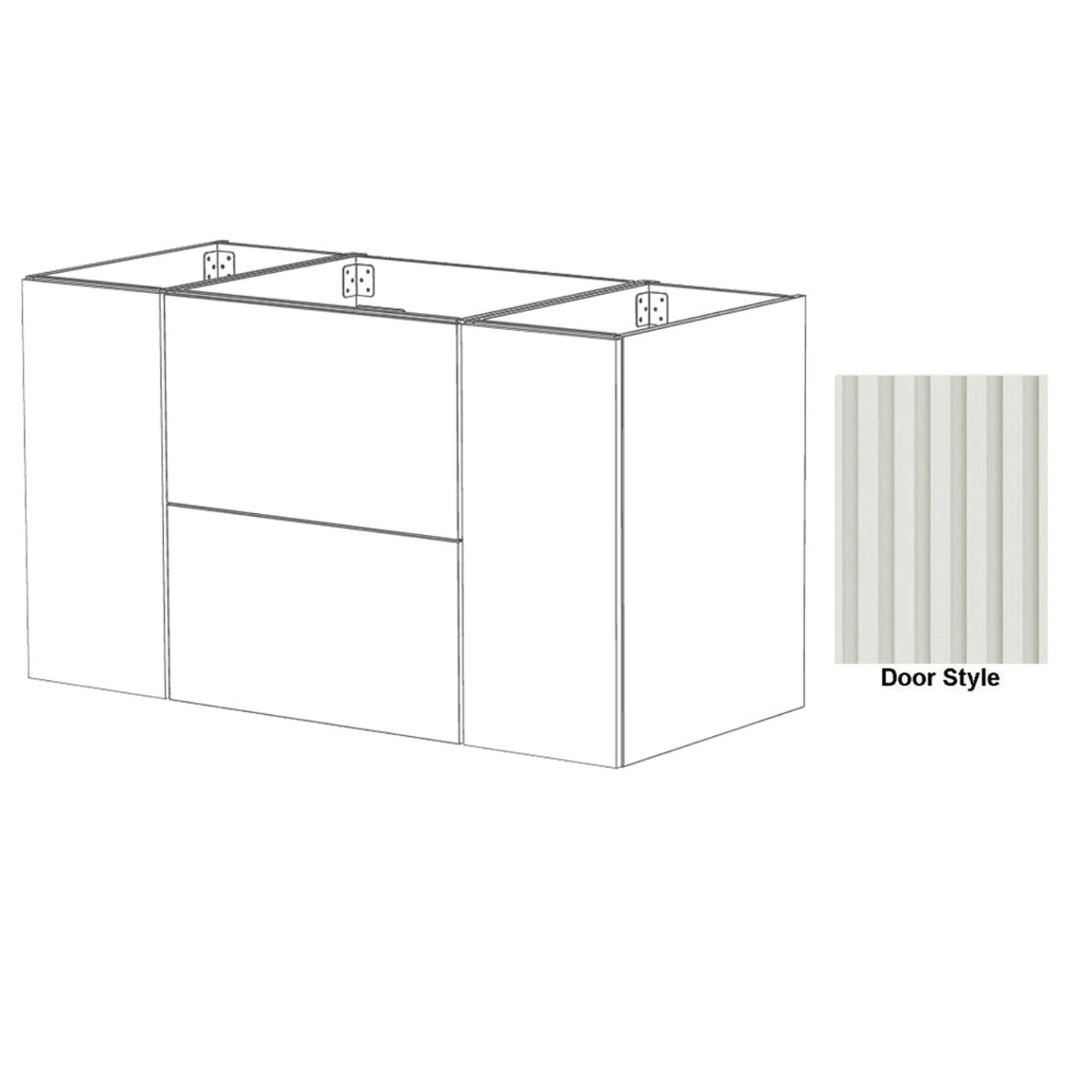 DM Bath NOVA Combo 60" Light Taupe Finish Floating Bathroom Vanity Modular Set with Flutted Narrow Door Style