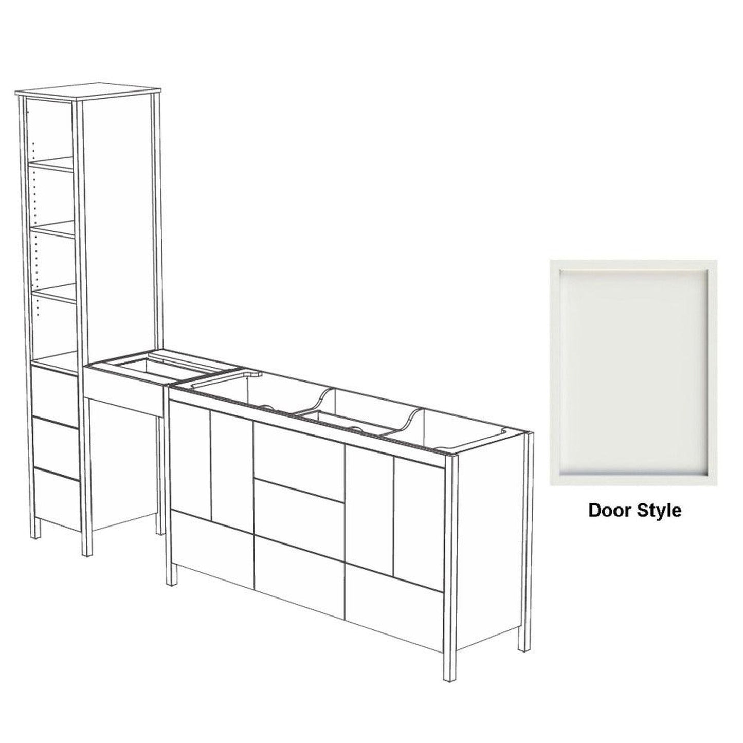 DM Bath OLIVER Combo 120" Navy Blue Finish Freestanding Double Bathroom Vanity Modular Set with Slim Shaker Door Style