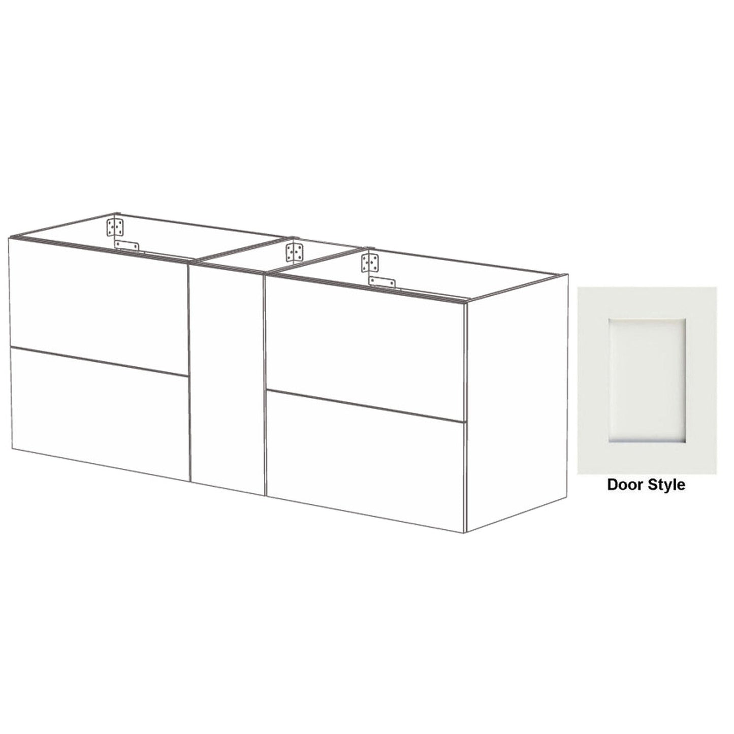 DM Bath SKY Combo 72" Walnut Maple Stain Floating Bathroom Vanity Modular Set with 2" Shaker Door Style