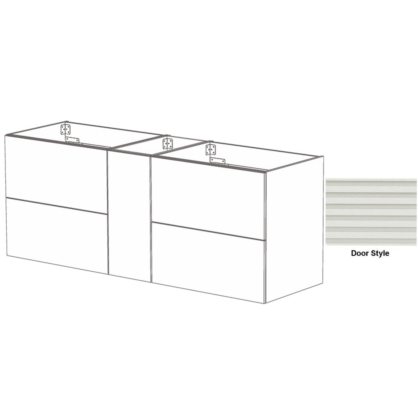 DM Bath SKY Combo 84" Blue Grey Finish Floating Bathroom Vanity Modular Set with Horizontal Flutted Narrow Door Style