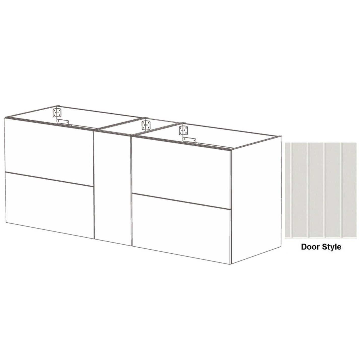 DM Bath SKY Combo 96" Light Grey Finish Floating Bathroom Vanity Modular Set with Groove Wide Door Style
