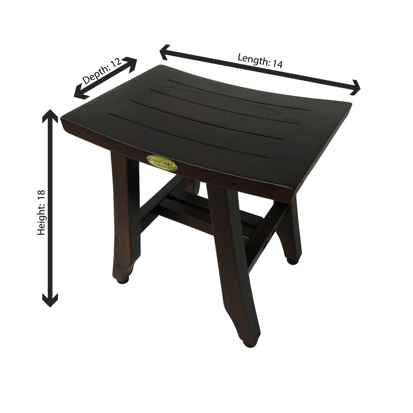 DecoTeak Satori 14" Woodland Brown Solid Teak Wood Shower Bench