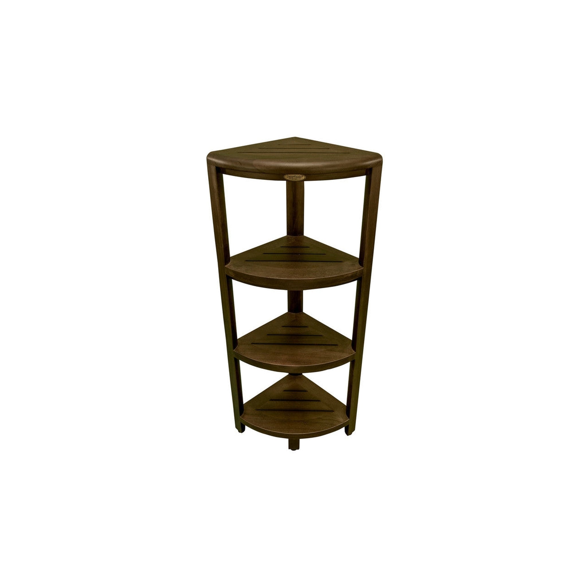 3 Tier Bathroom Corner Organizer with Teak Wood Shower Caddy Standing  Handle Up