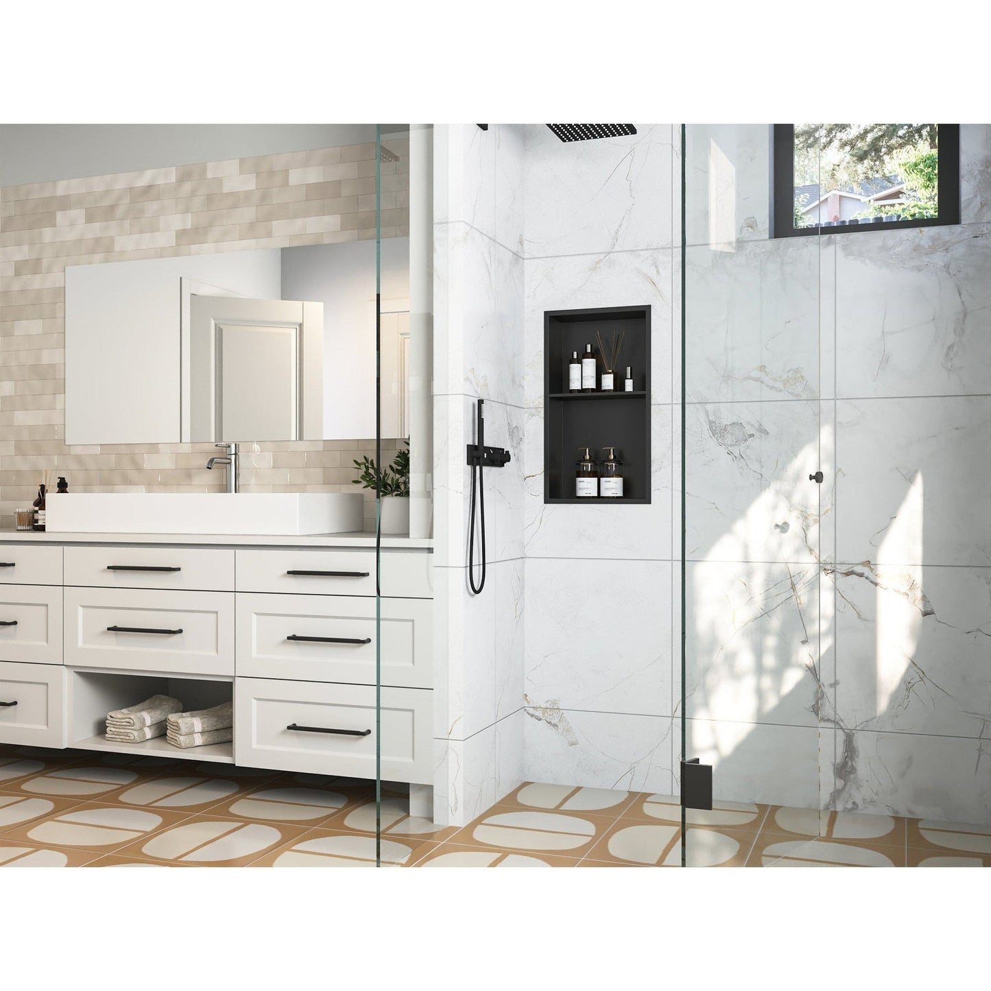 DeerValley 14" x 25" 2-Layer Rectangular Space-Saving Stainless Steel Shower Niche