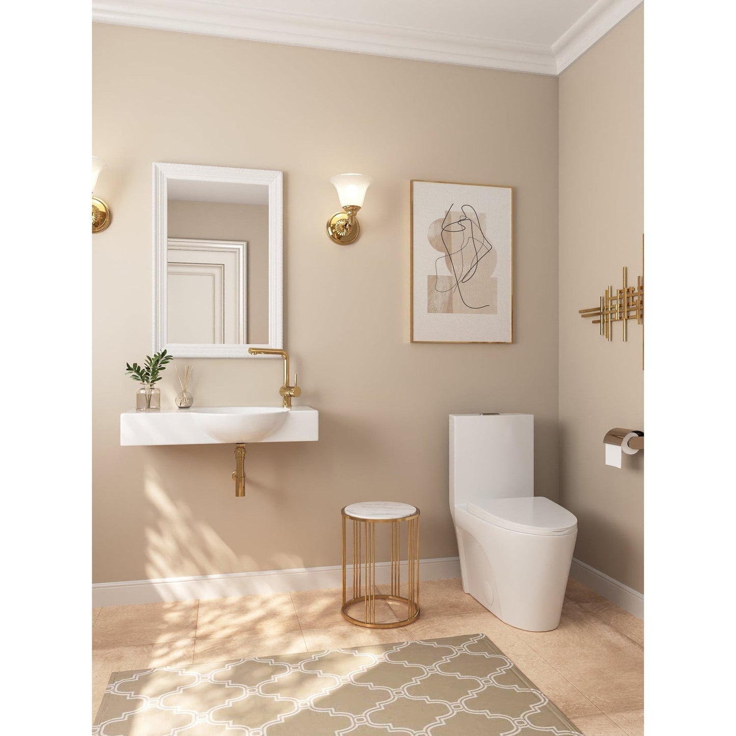 DeerValley 18" Rectangular White Wall-Mounted Bathroom Sink With Integrated Round Basin