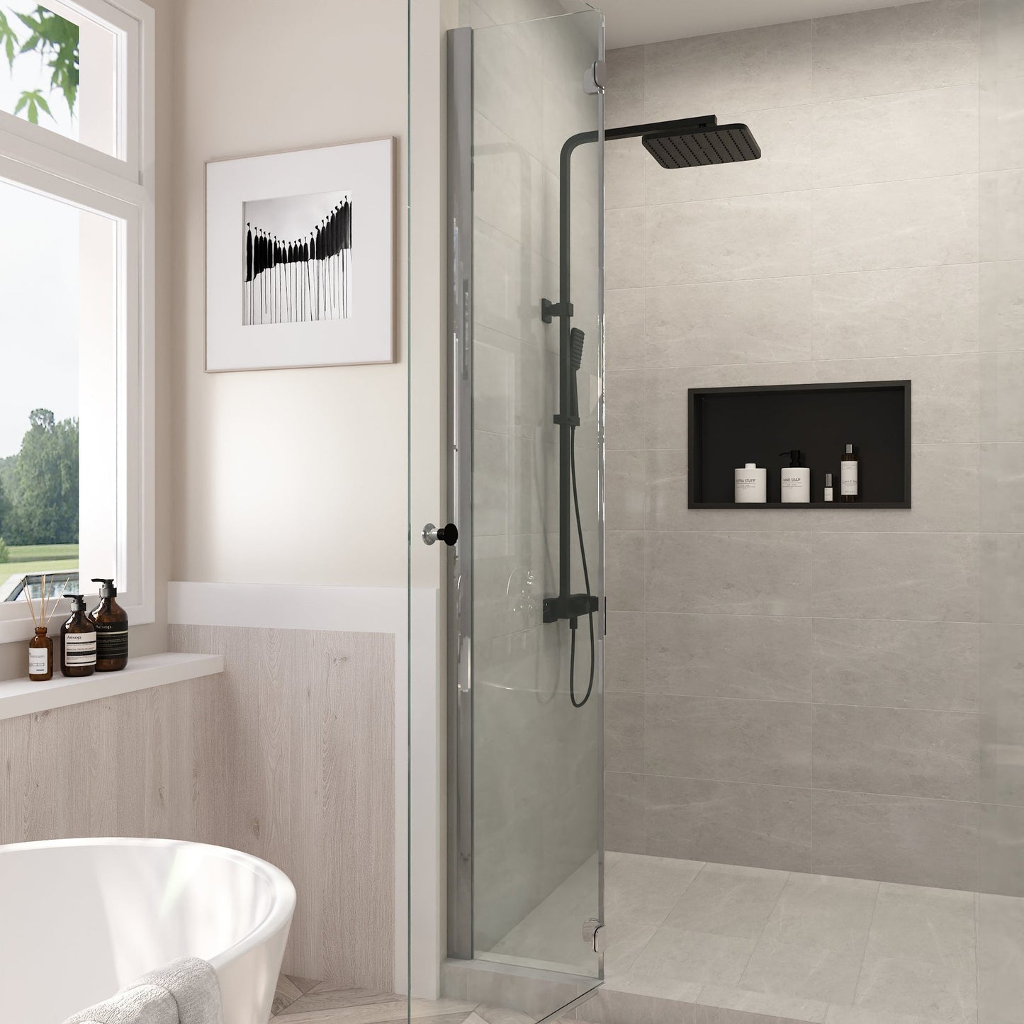 DeerValley 25" x 14" 1-Layer Rectangular Space-Saving Stainless Steel Shower Niche