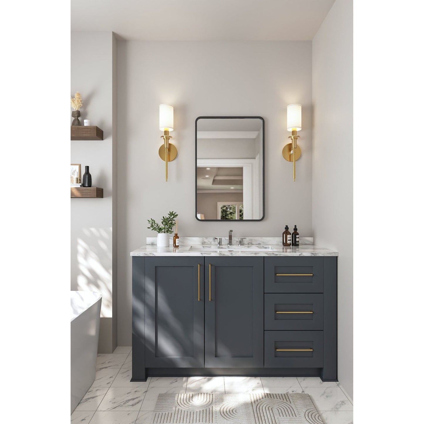 DeerValley 28" x 16" Rectangular White Ceramic Undermount Bathroom Sink With Overflow Hole