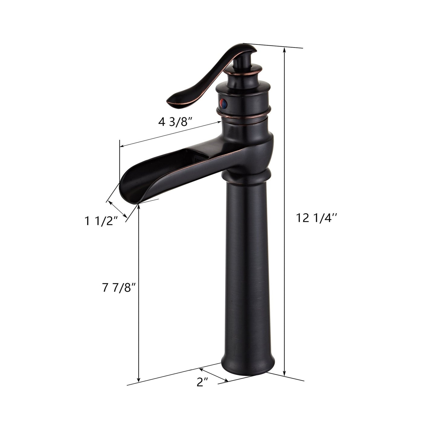 DeerValley Ace Matte Black Brass Waterfall Bathroom Faucet