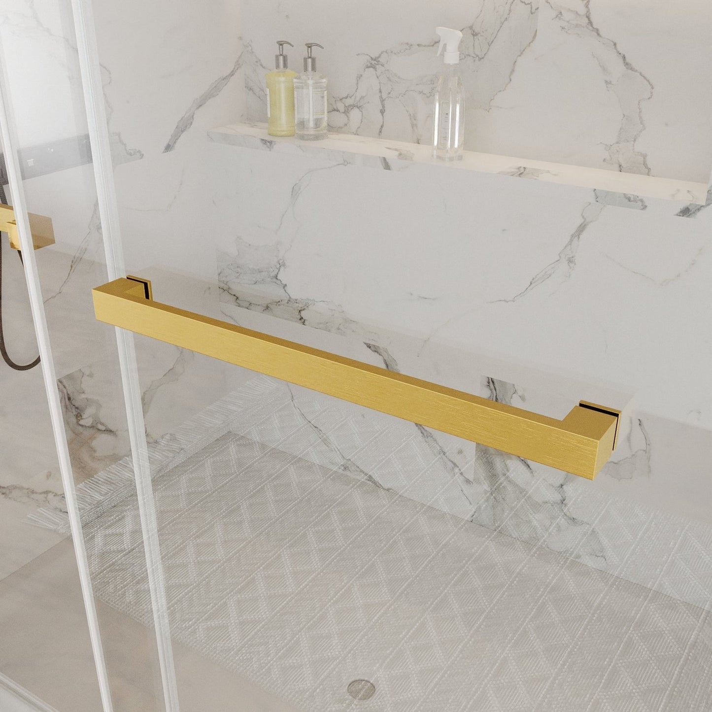 DeerValley Concord 56" Rectangular Double Sliding Frameless Shower Door With Gold Hardware