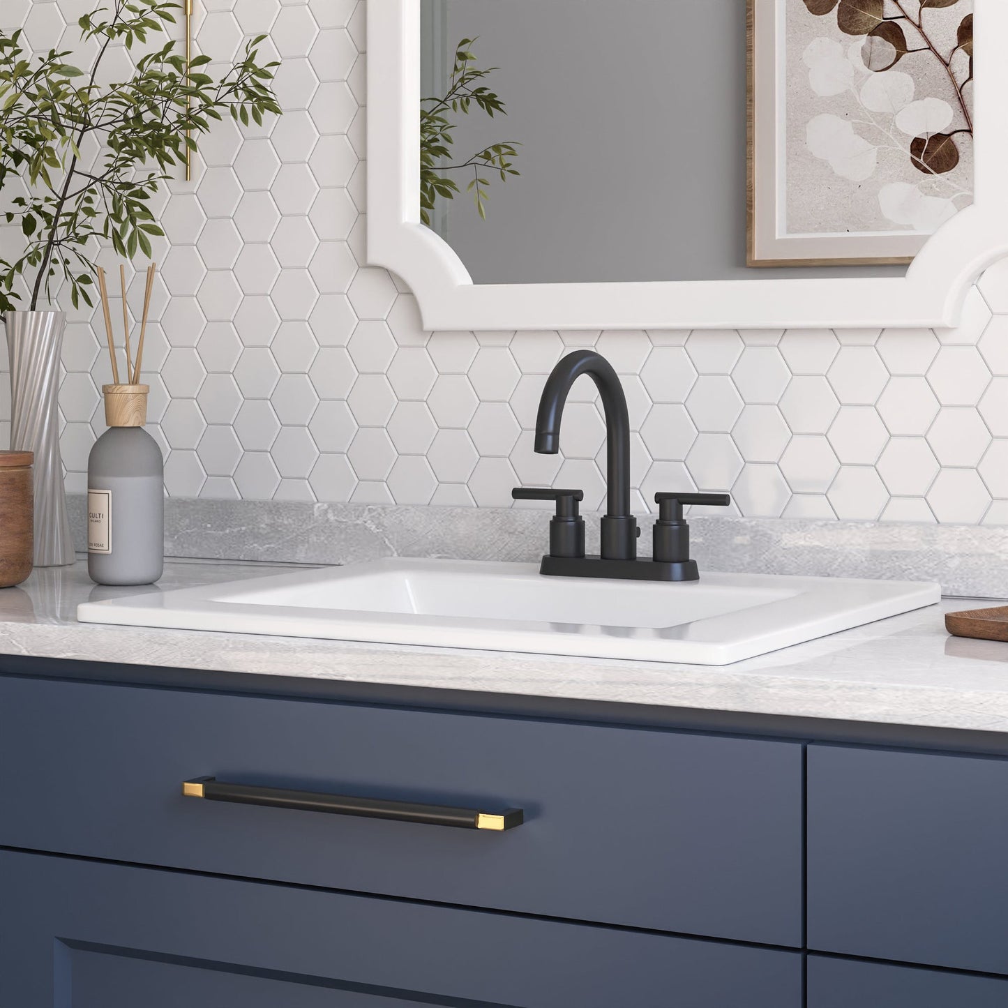 DeerValley DV-1DS0123 18" Rectangular White Drop-in Bathroom Sink With Overflow Hole