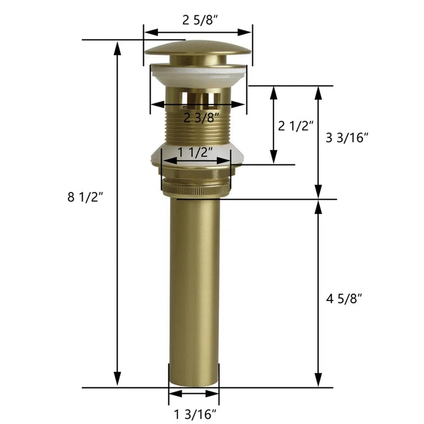 DeerValley Gold Pop-Up Bathroom Sink Drain With Overflow