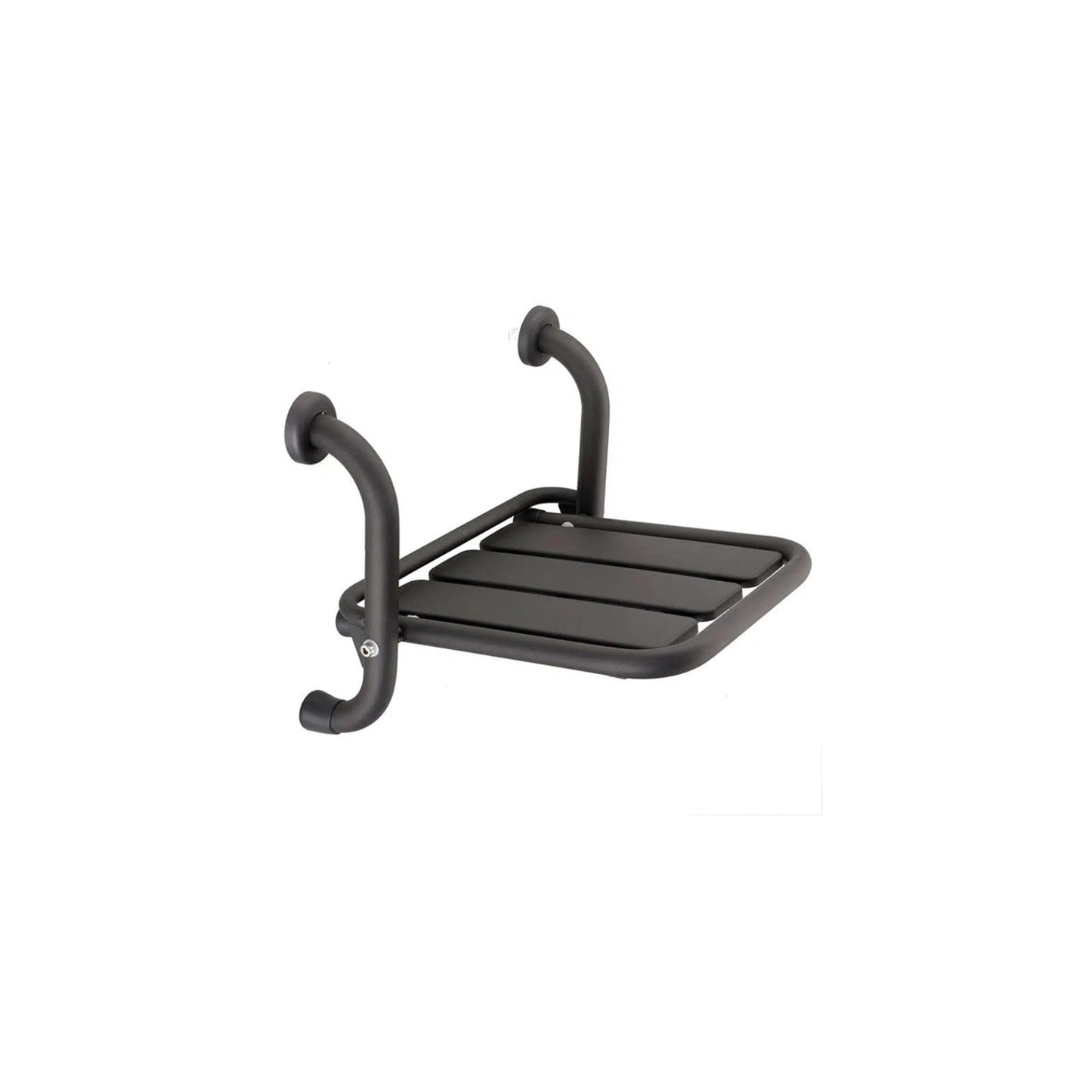 Design By Intent - Ever Life Designs Elegancia 14" Black Wall Mount Stainless Steel Folding Shower Seat