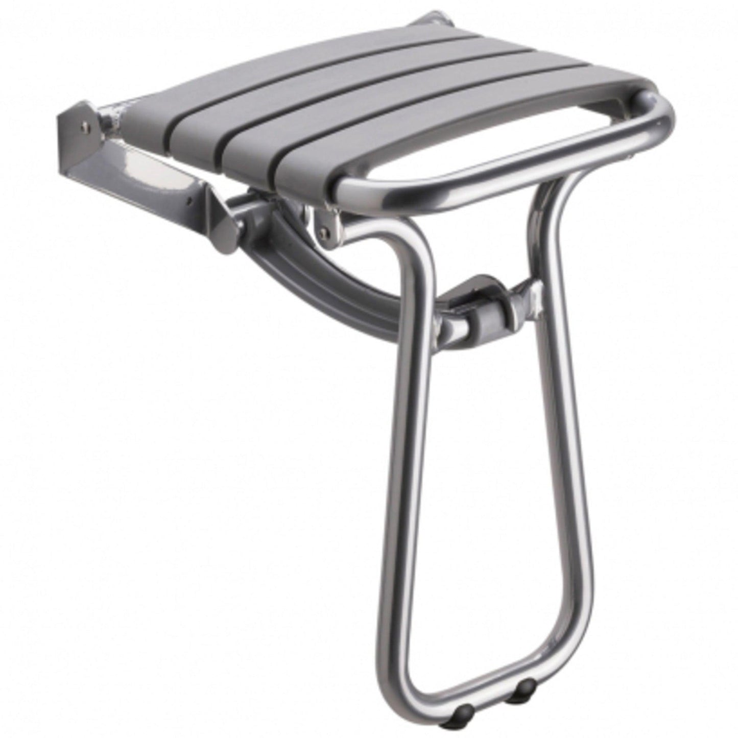 Design By Intent - Pellet Elegancia 23" Wall Mount Fold Away Gray Shower Seat With Integrated Support Stand