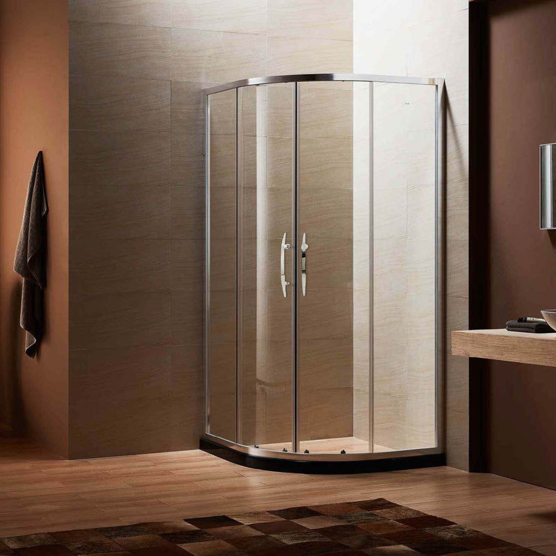 DreamWerks 36" x 79" Framed Sliding Shower Enclosure Clear Glass in Chrome With Handles - Clear Glass / Small