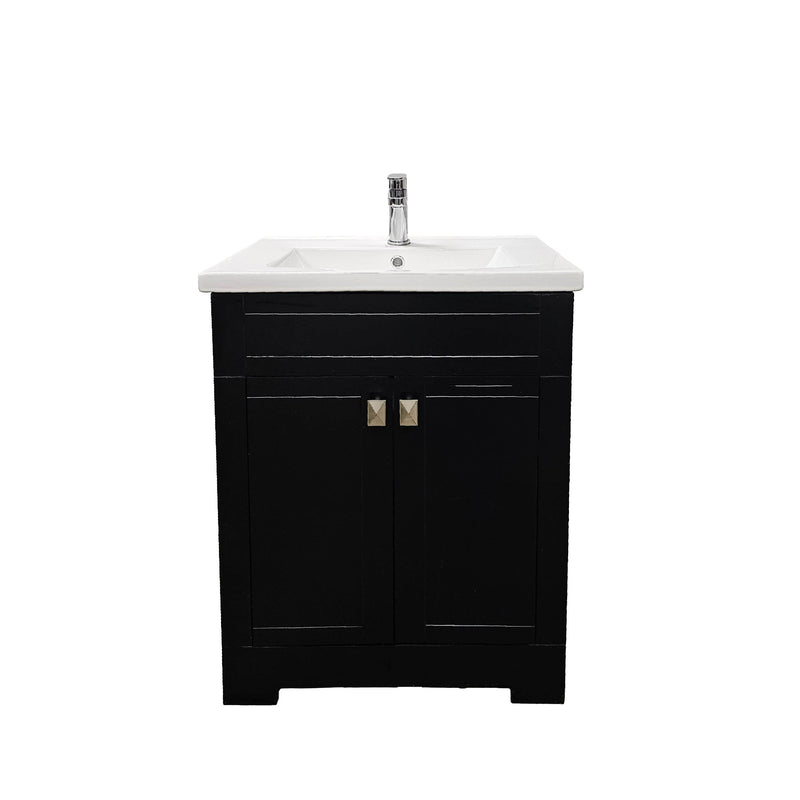 DreamWerks Trenta 24" x 33" x 19" Vanity in Black With White Ceramic Vanity Top