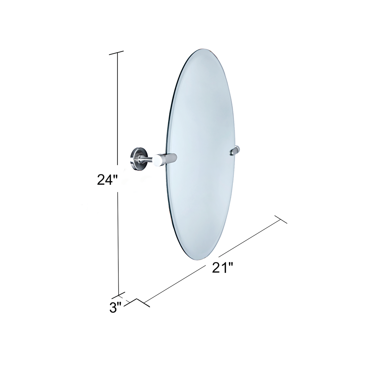 Dreamwerks 21" x 24" Brushed Nickel Oval Frameless Pivot Mirror