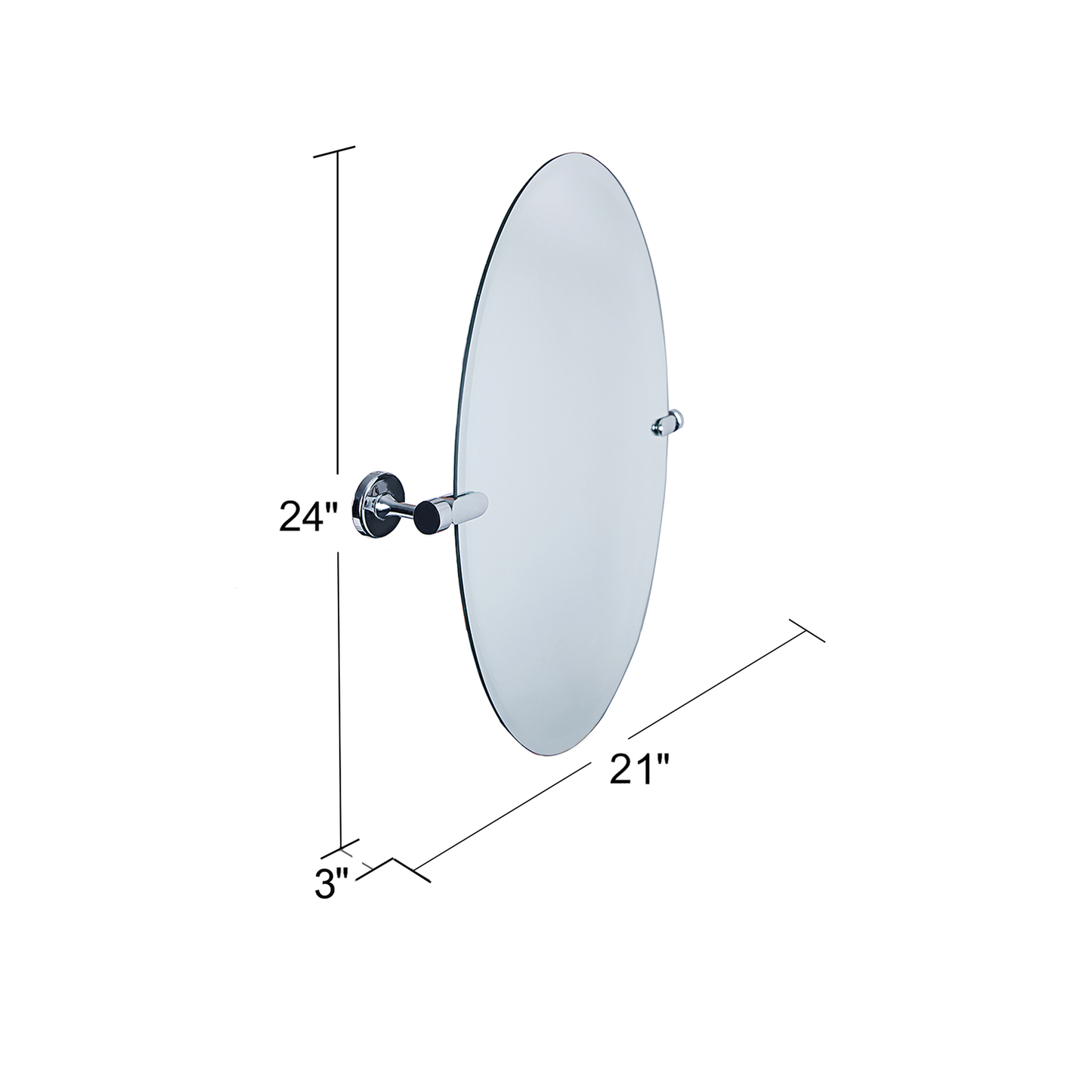 Dreamwerks 21" x 24" Chrome Oval Frameless Pivot Mirror