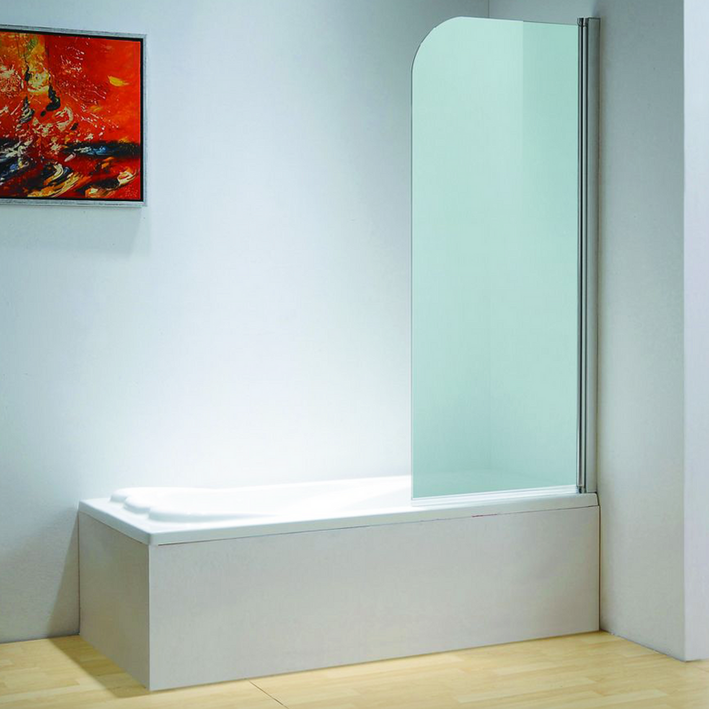 Dreamwerks 30" x 59" Chrome Frosted Glass Frameless Pivot Tub Door