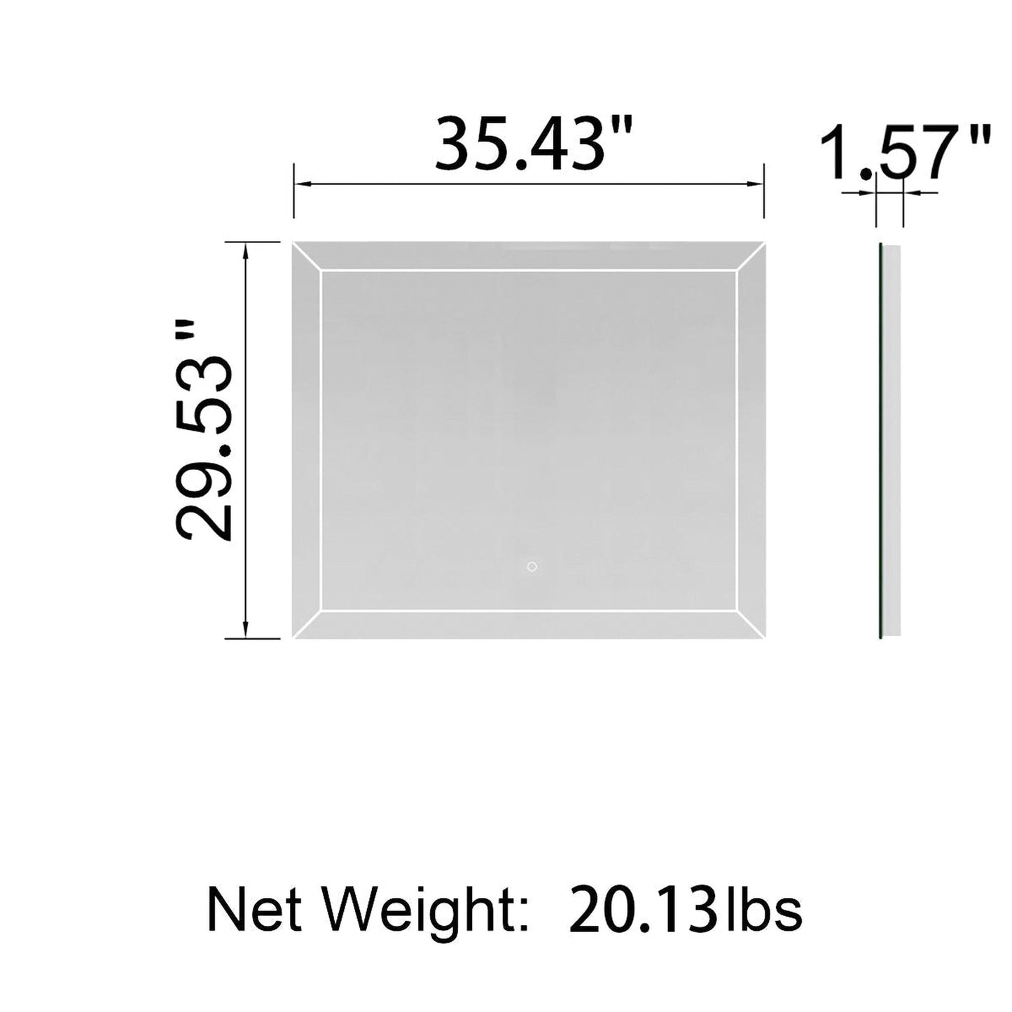 Duko Athena 36" x 30" Aluminum Vanity Mirror With White LED Mirror, Anti-Fog and Bluetooth Options