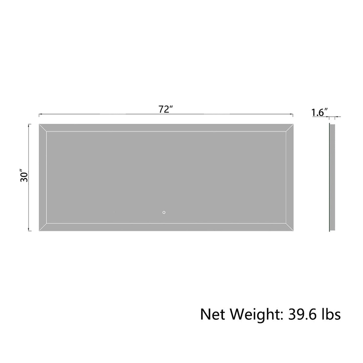 Duko Athena 72" x 30" Aluminum Vanity Mirror With White LED Mirror, Anti-Fog and Bluetooth Options