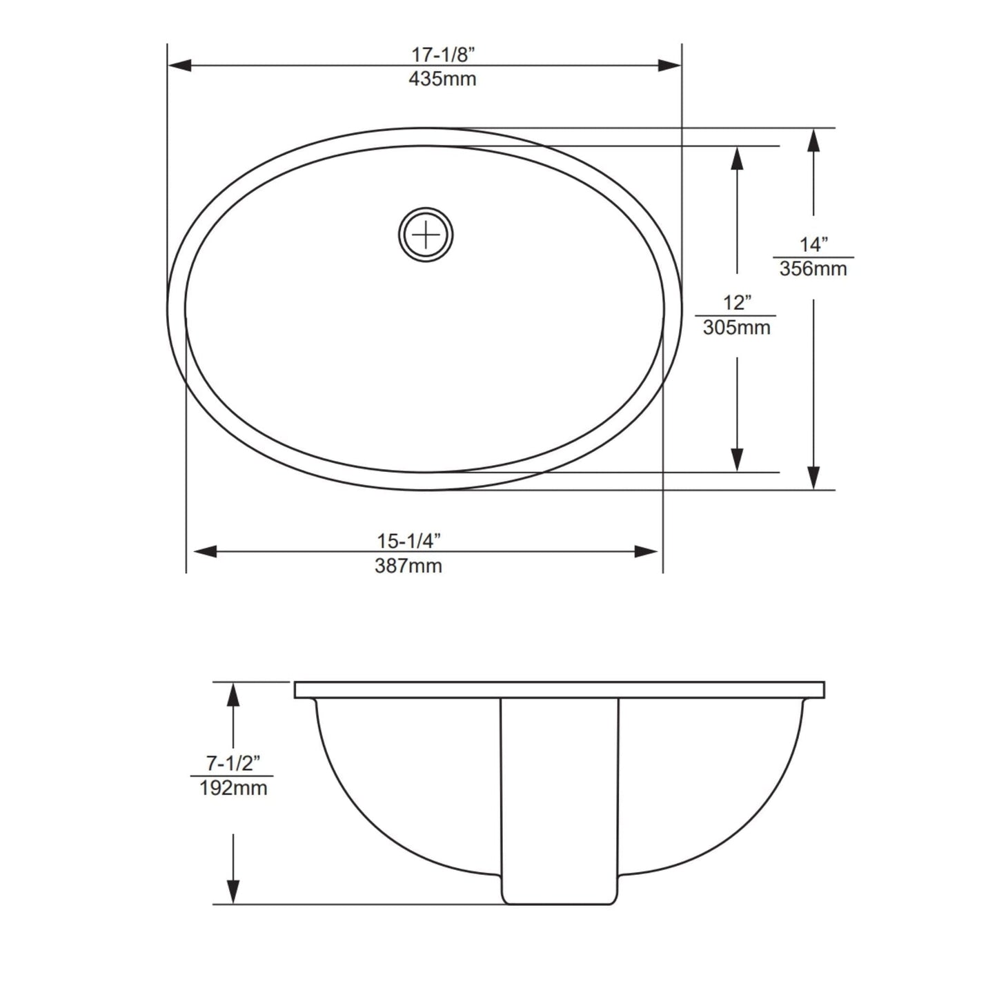 Duko Sophia 18" x 14" Oval Undermount Sink