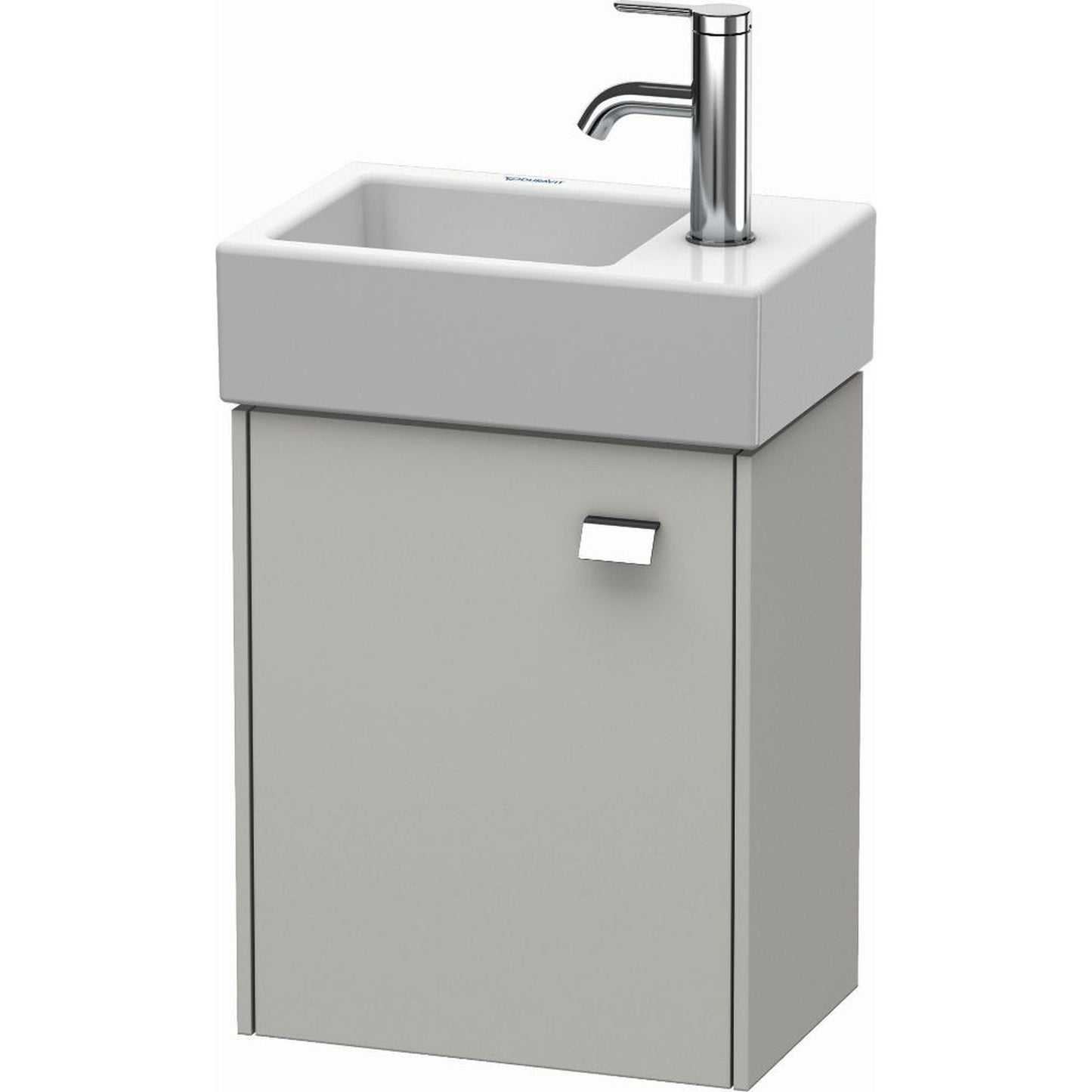 Duravit Brioso 14" x 17" x 9" Wall-Mount Vanity Unit With Left Hinge One Door Cabinet in Concrete Grey Matt and Chrome Handle