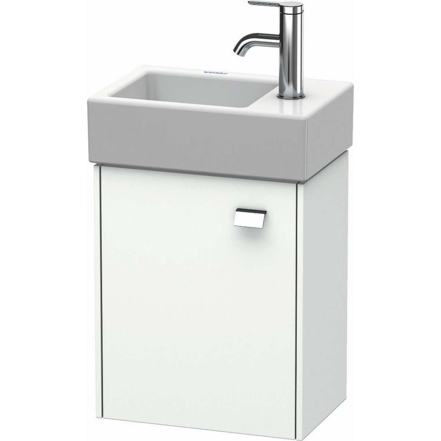Duravit Brioso 14" x 17" x 9" Wall-Mount Vanity Unit With Left Hinge One Door Cabinet in White Matt and Chrome Handle