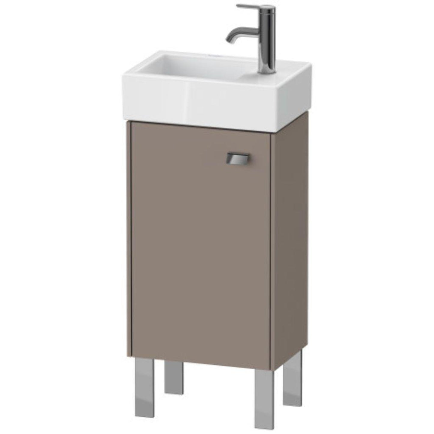 Duravit Brioso 14" x 22" x 9" Floor Standing Vanity Unit With Left Hinge One Door Cabinet in Basalt Matt and Chrome Handle