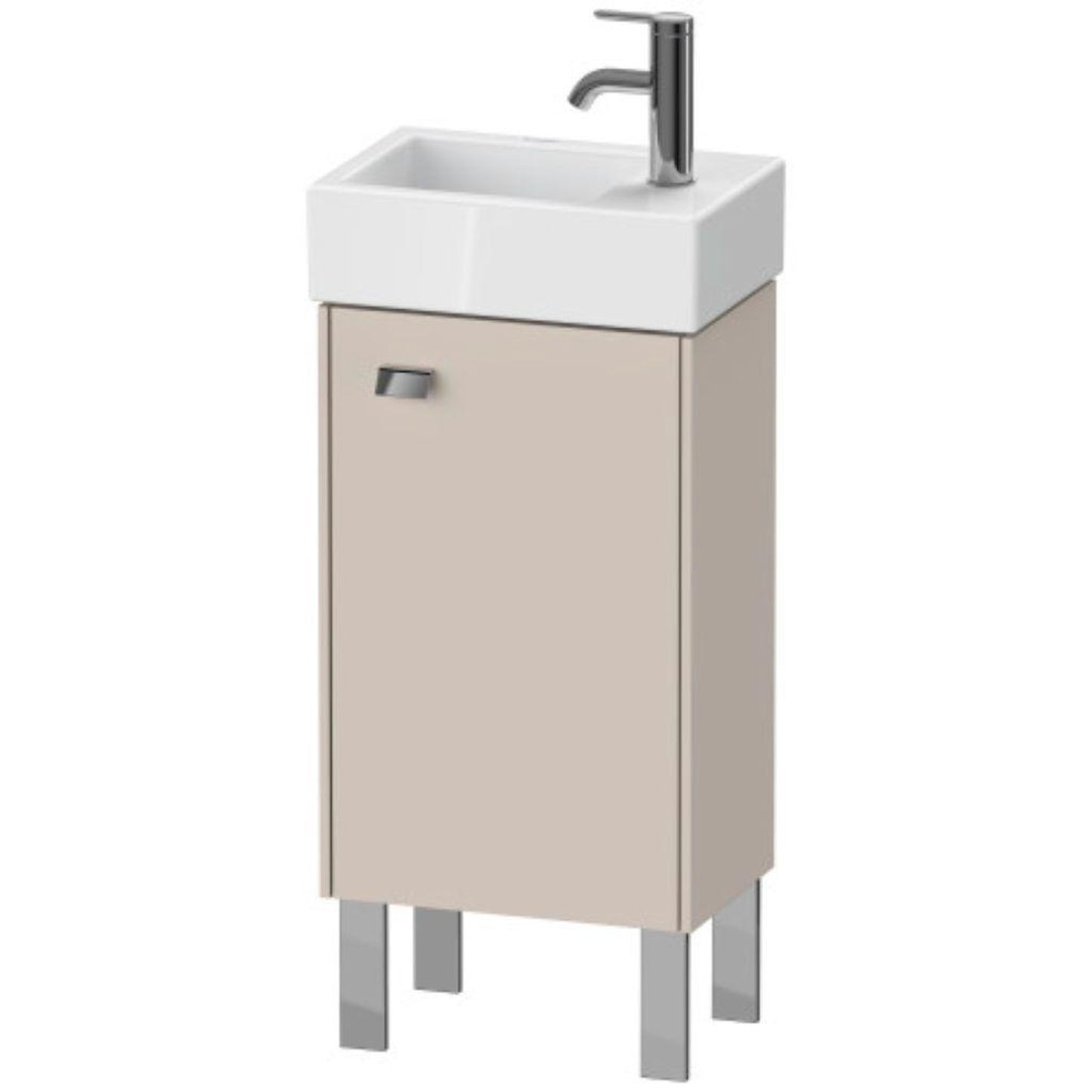Duravit Brioso 14" x 22" x 9" Floor Standing Vanity Unit With Right Hinge One Door Cabinet in Taupe and Chrome Handle