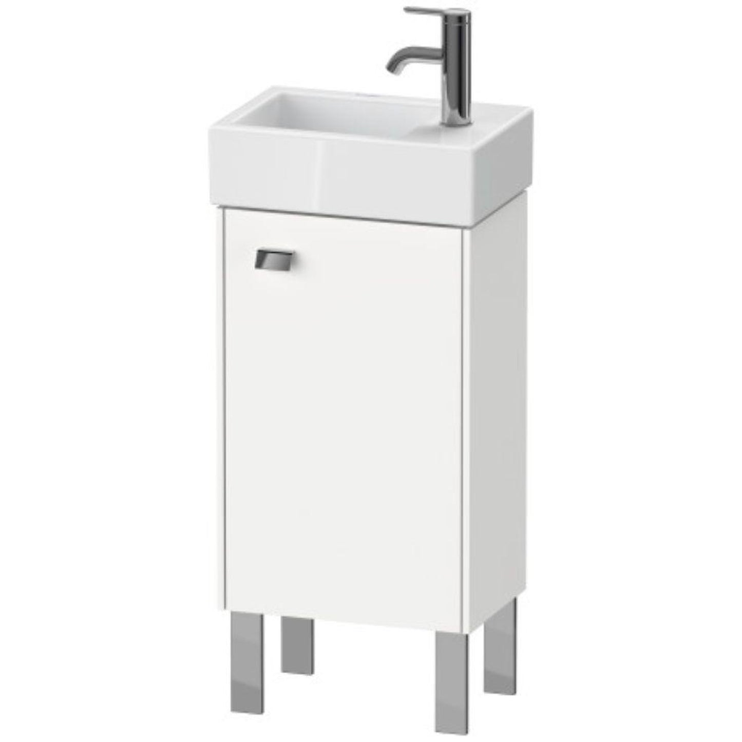 Duravit Brioso 14" x 22" x 9" Floor Standing Vanity Unit With Right Hinge One Door Cabinet in White Matt and Chrome Handle