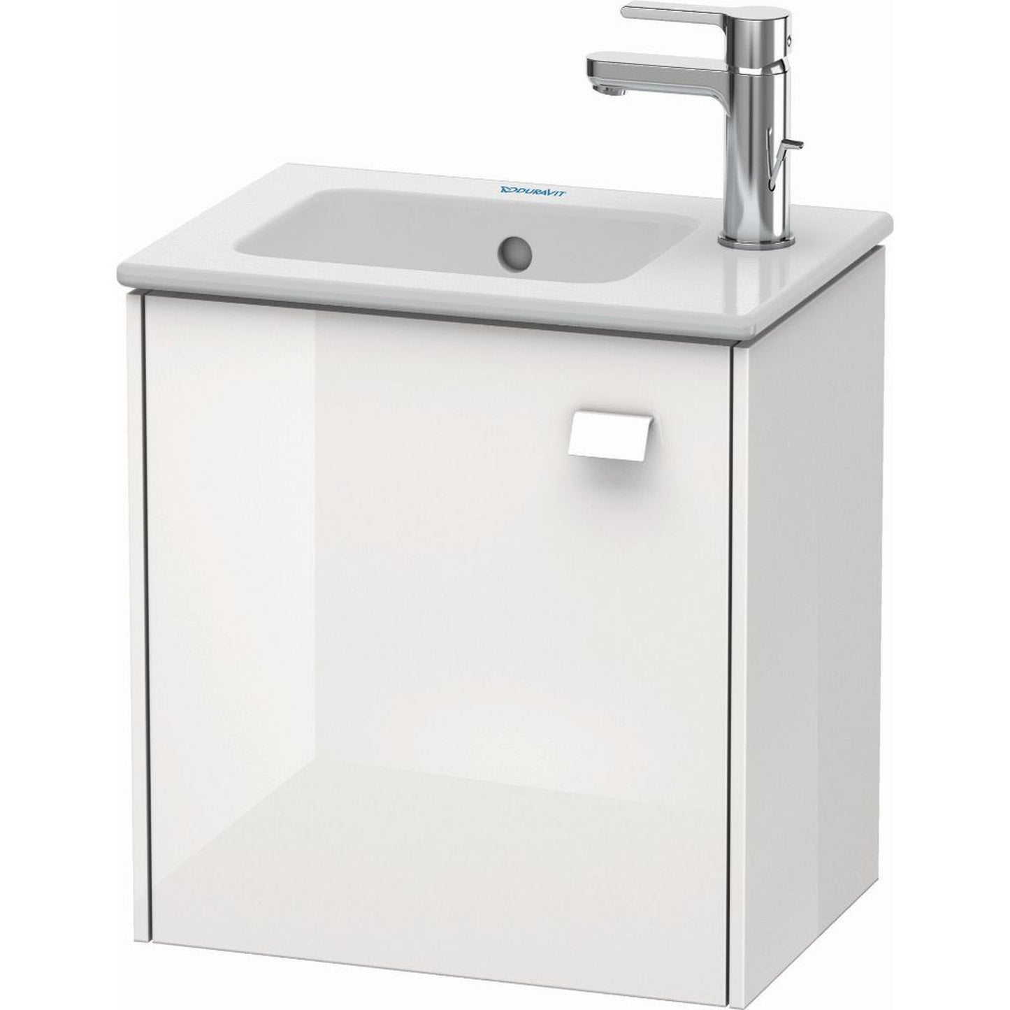 Duravit Brioso 17" x 17" x 11" Wall-Mount Vanity Unit With Left Hinge One Door Cabinet in White High Gloss