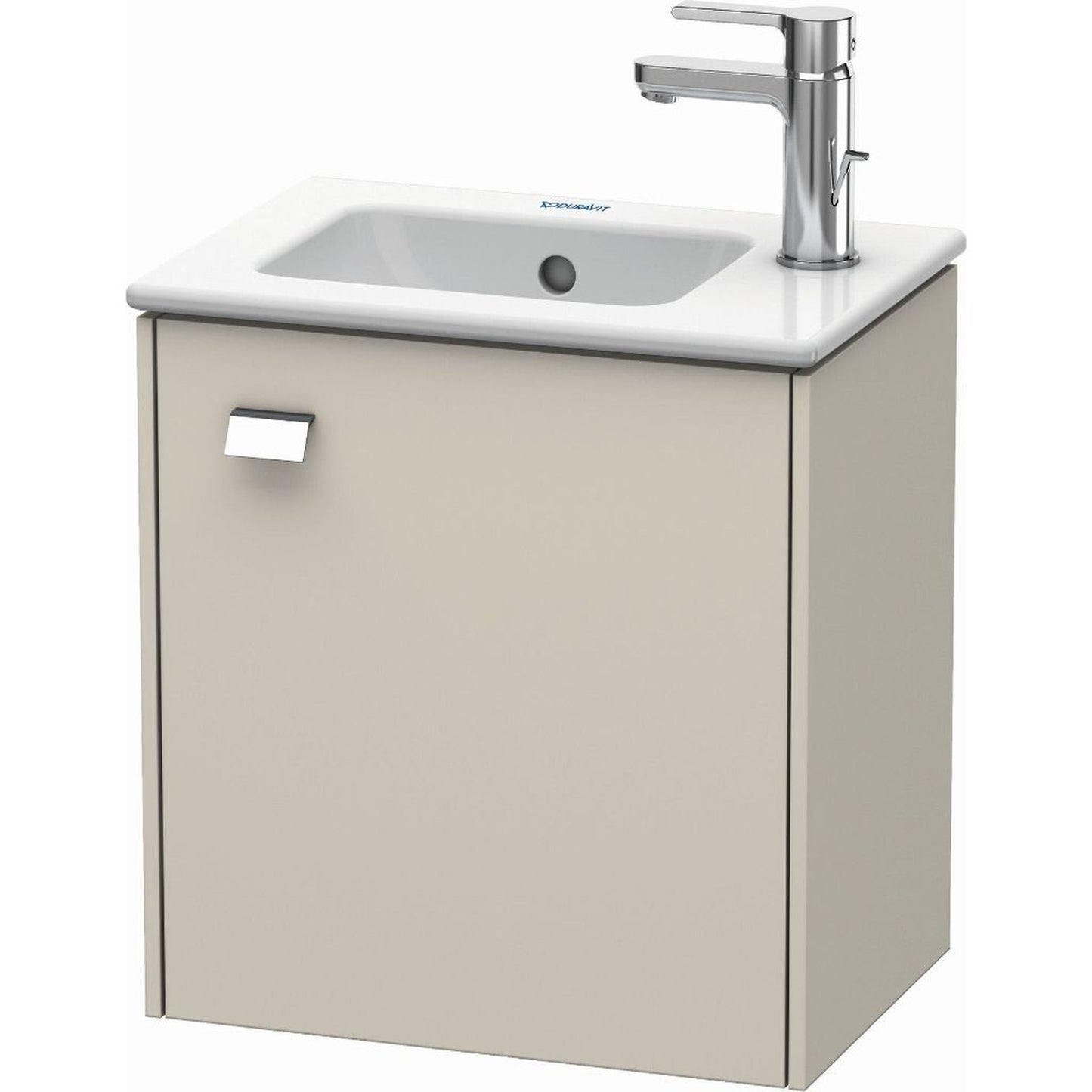 Duravit Brioso 17" x 17" x 11" Wall-Mount Vanity Unit With Right Hinge One Door Cabinet in Taupe and Chrome Handle