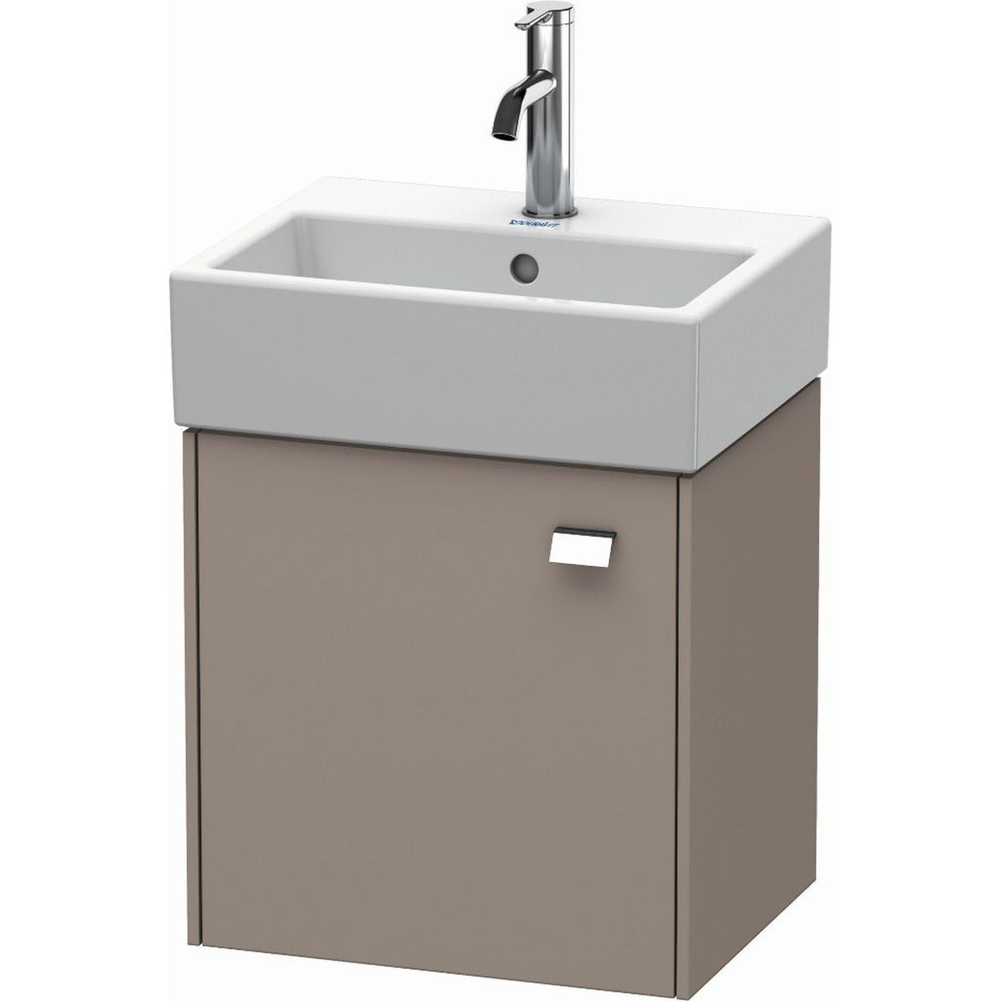 Duravit Brioso 17" x 17" x 13" Wall-Mount Vanity Unit With Left Hinge One Door Cabinet in Basalt Matt and Chrome Handle