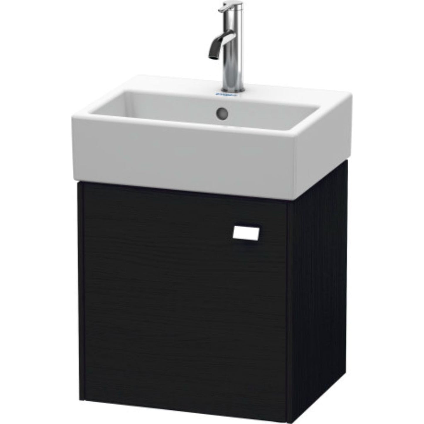 Duravit Brioso 17" x 17" x 13" Wall-Mount Vanity Unit With Left Hinge One Door Cabinet in Black Oak and Chrome Handle