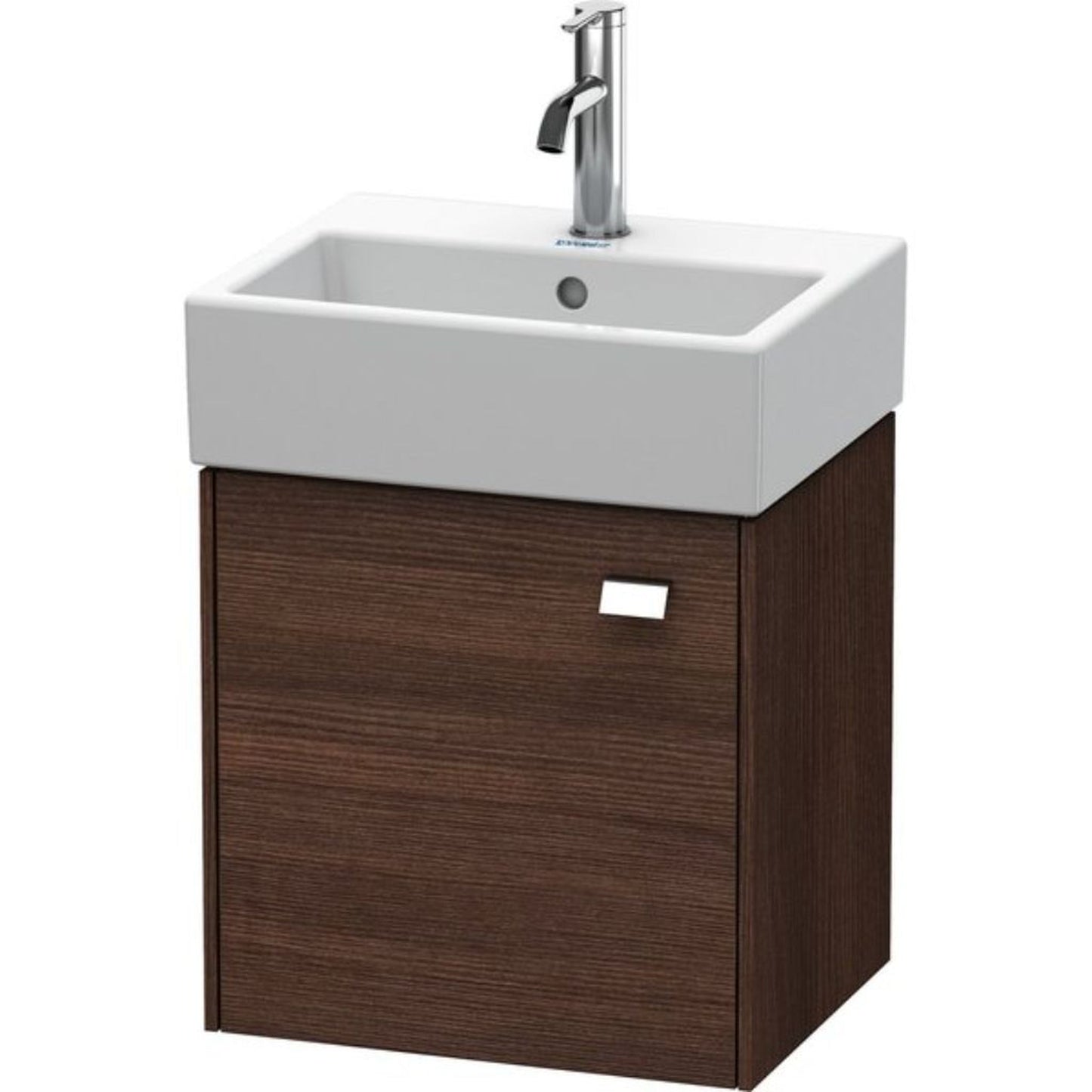 Duravit Brioso 17" x 17" x 13" Wall-Mount Vanity Unit With Left Hinge One Door Cabinet in Chestnut Dark and Chrome Handle
