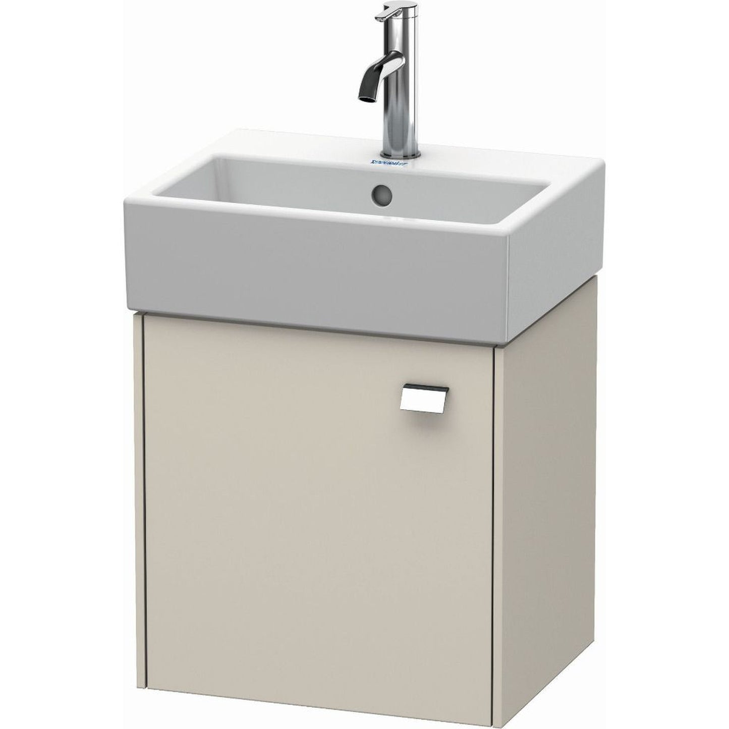 Duravit Brioso 17" x 17" x 13" Wall-Mount Vanity Unit With Left Hinge One Door Cabinet in Taupe and Chrome Handle