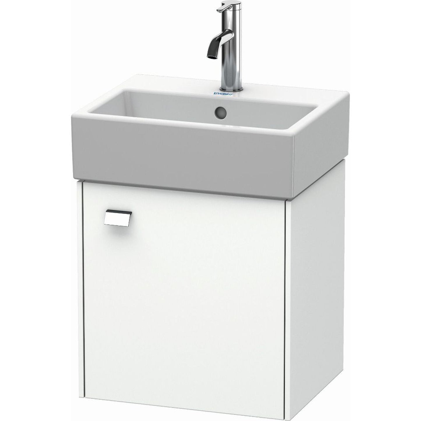 Duravit Brioso 17" x 17" x 13" Wall-Mount Vanity Unit With Right Hinge One Door Cabinet in White Matt and Chrome Handle