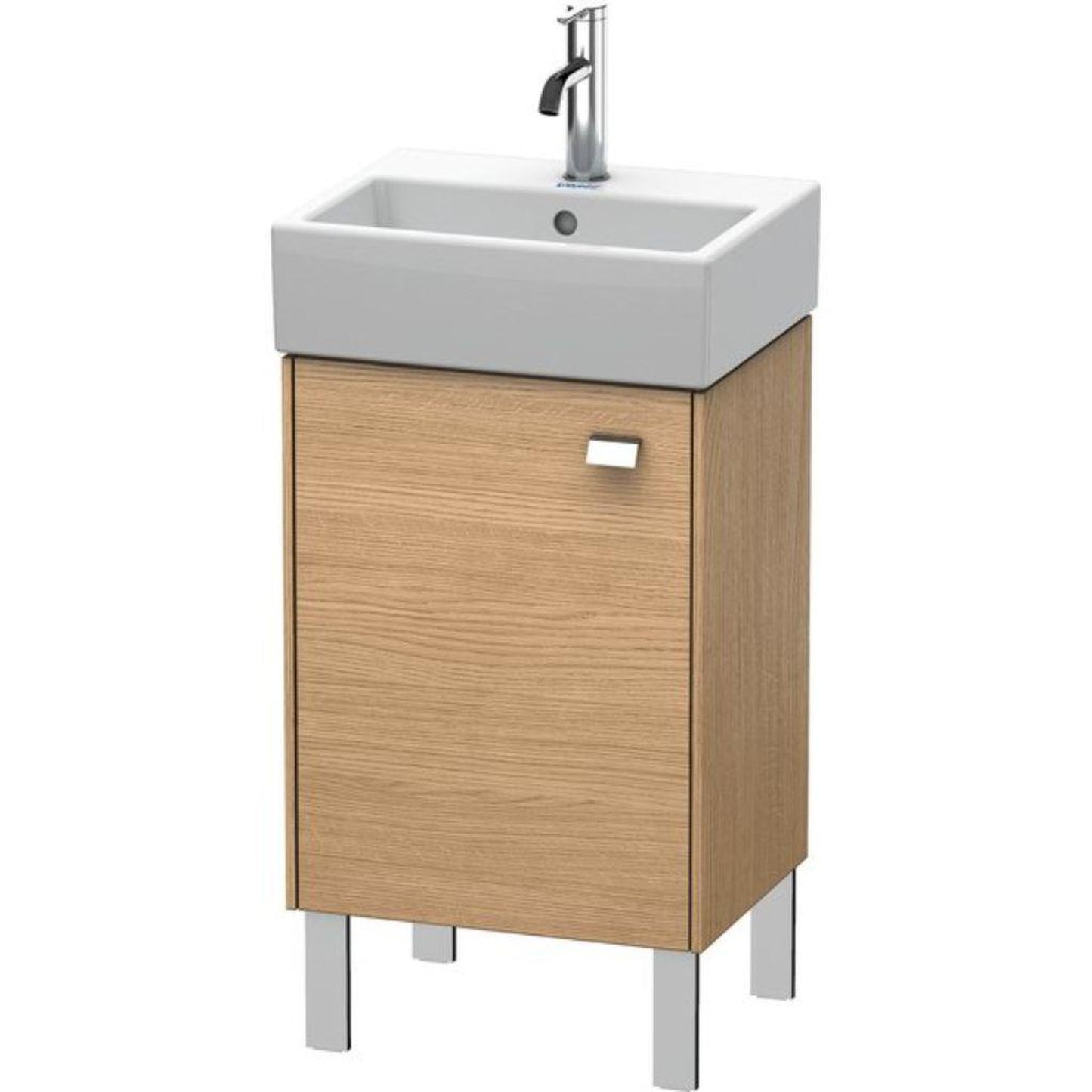 Duravit Brioso 17" x 22" x 13" Floor Standing Vanity Unit With Left Hinge One Door Cabinet in European Oak and Chrome Handle