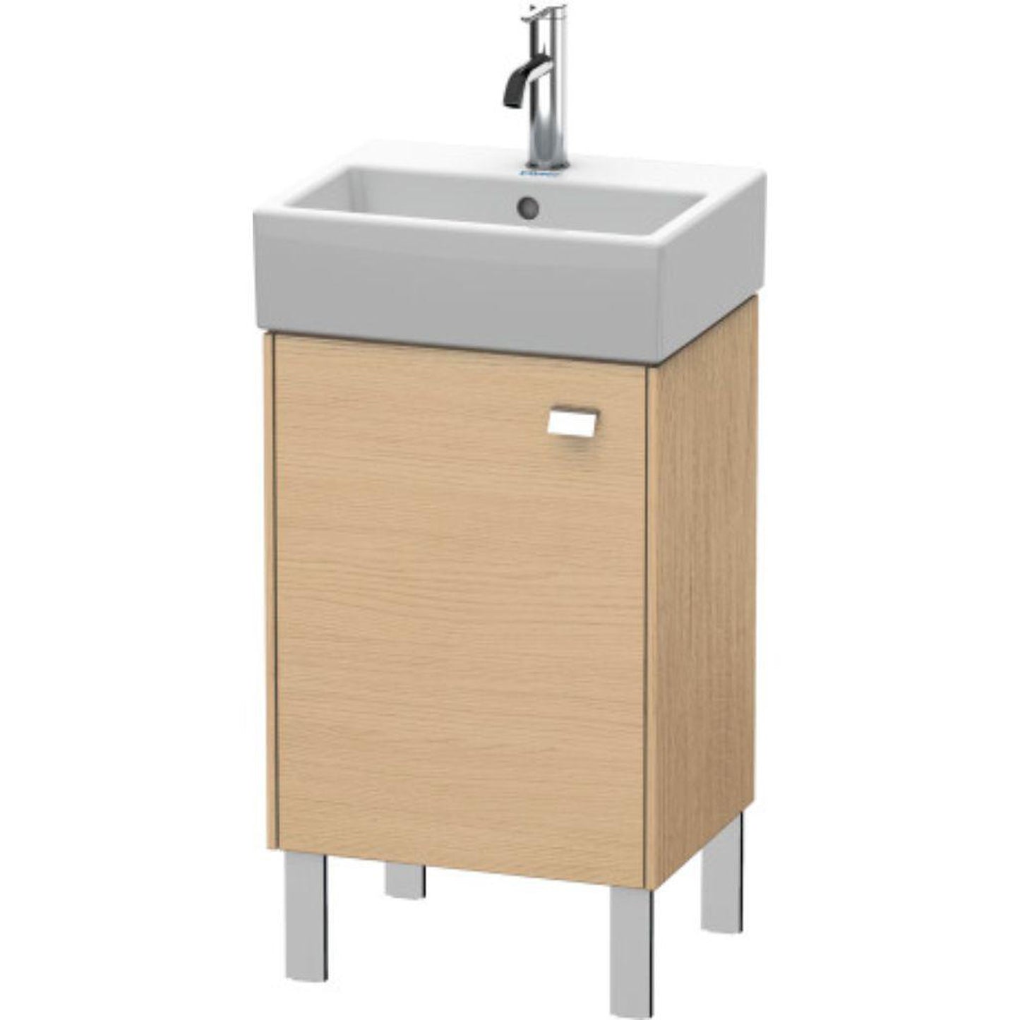 Duravit Brioso 17" x 22" x 13" Floor Standing Vanity Unit With Left Hinge One Door Cabinet in Natural Oak and Chrome Handle