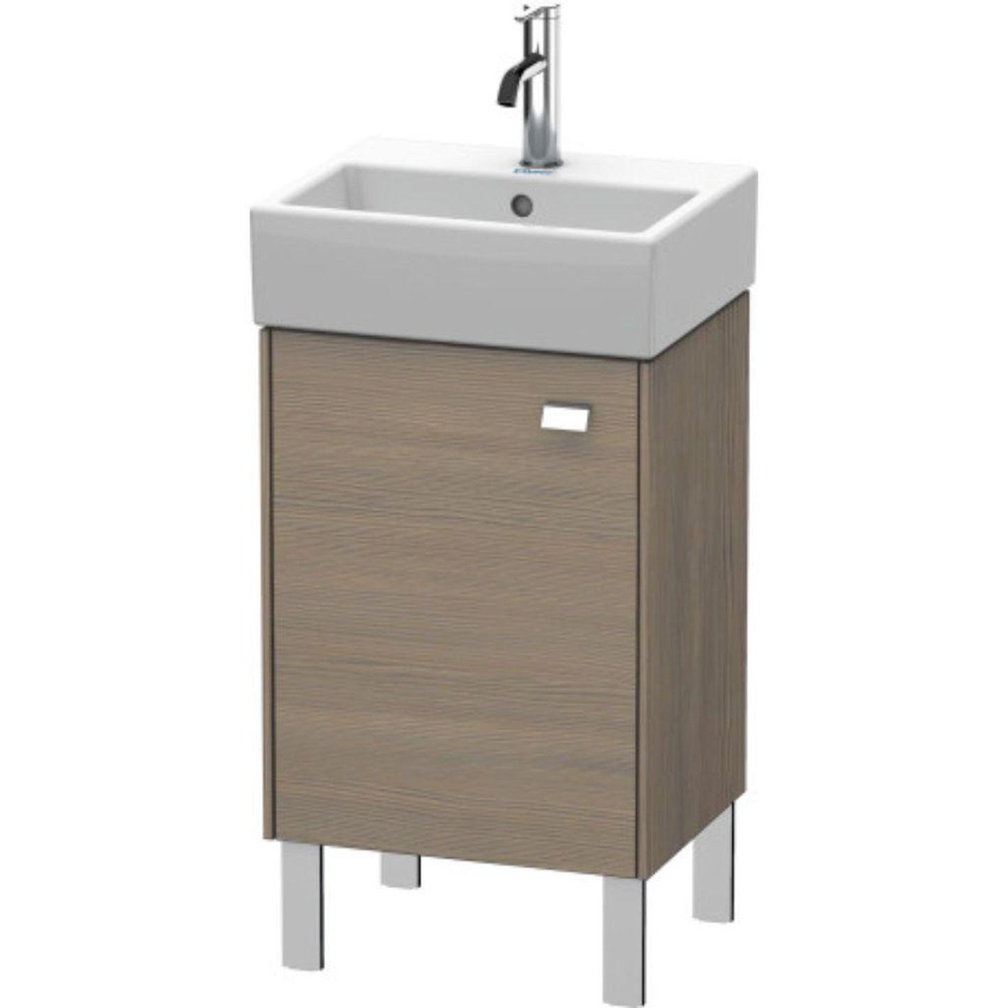 Duravit Brioso 17" x 22" x 13" Floor Standing Vanity Unit With Left Hinge One Door Cabinet in Oak Terra and Chrome Handle
