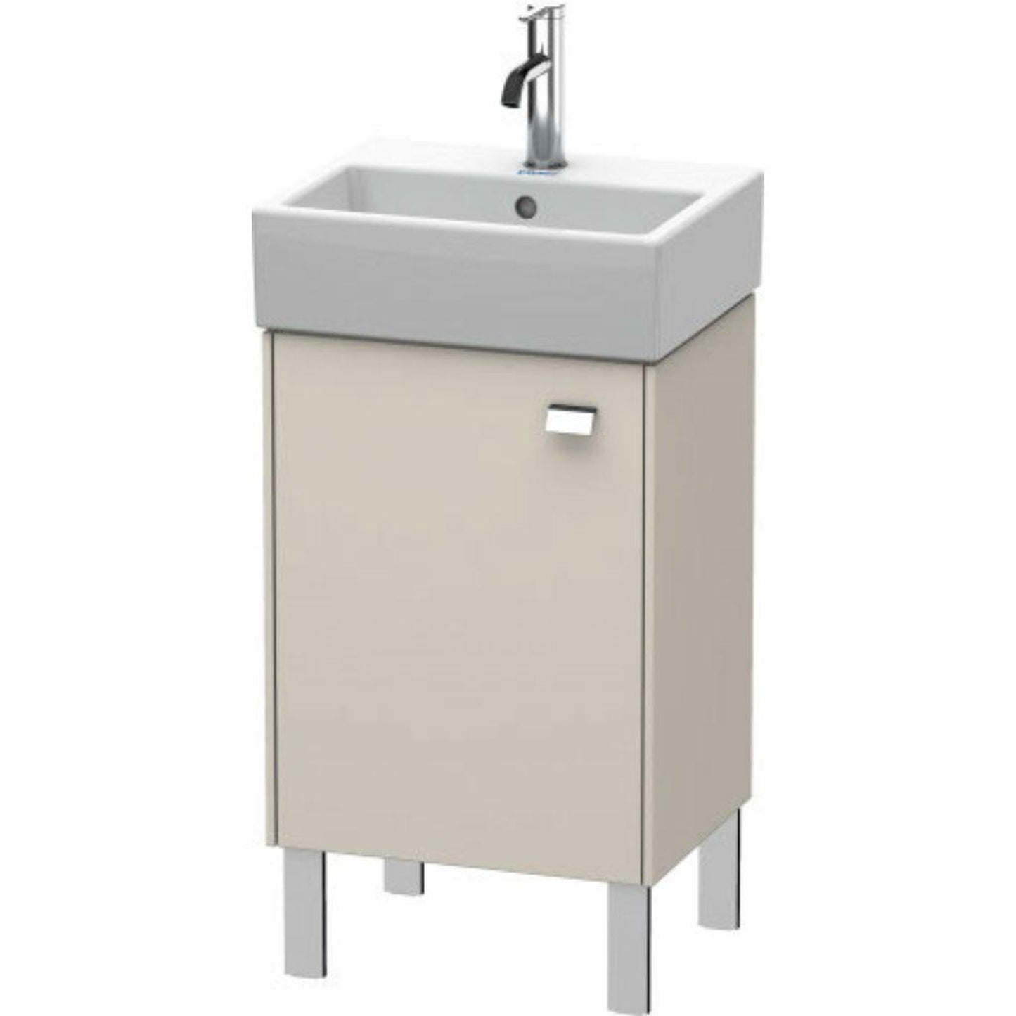 Duravit Brioso 17" x 22" x 13" Floor Standing Vanity Unit With Left Hinge One Door Cabinet in Taupe and Chrome Handle