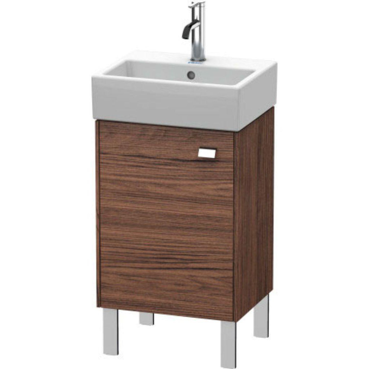 Duravit Brioso 17" x 22" x 13" Floor Standing Vanity Unit With Left Hinge One Door Cabinet in Walnut Dark and Chrome Handle