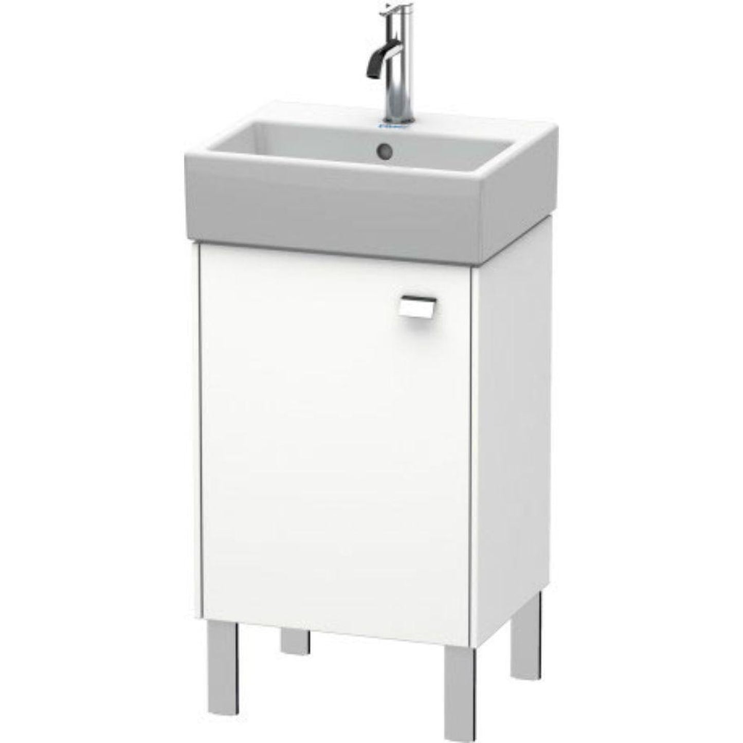 Duravit Brioso 17" x 22" x 13" Floor Standing Vanity Unit With Left Hinge One Door Cabinet in White Matt and Chrome Handle