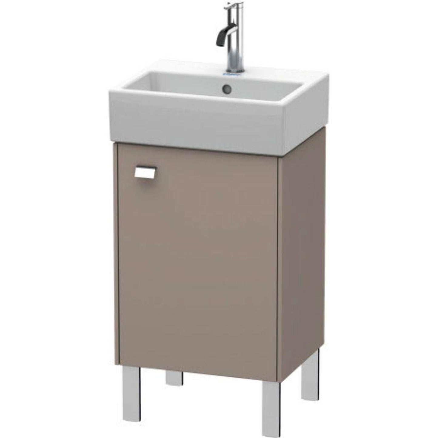 Duravit Brioso 17" x 22" x 13" Floor Standing Vanity Unit With Right Hinge One Door Cabinet in Basalt Matt and Chrome Handle