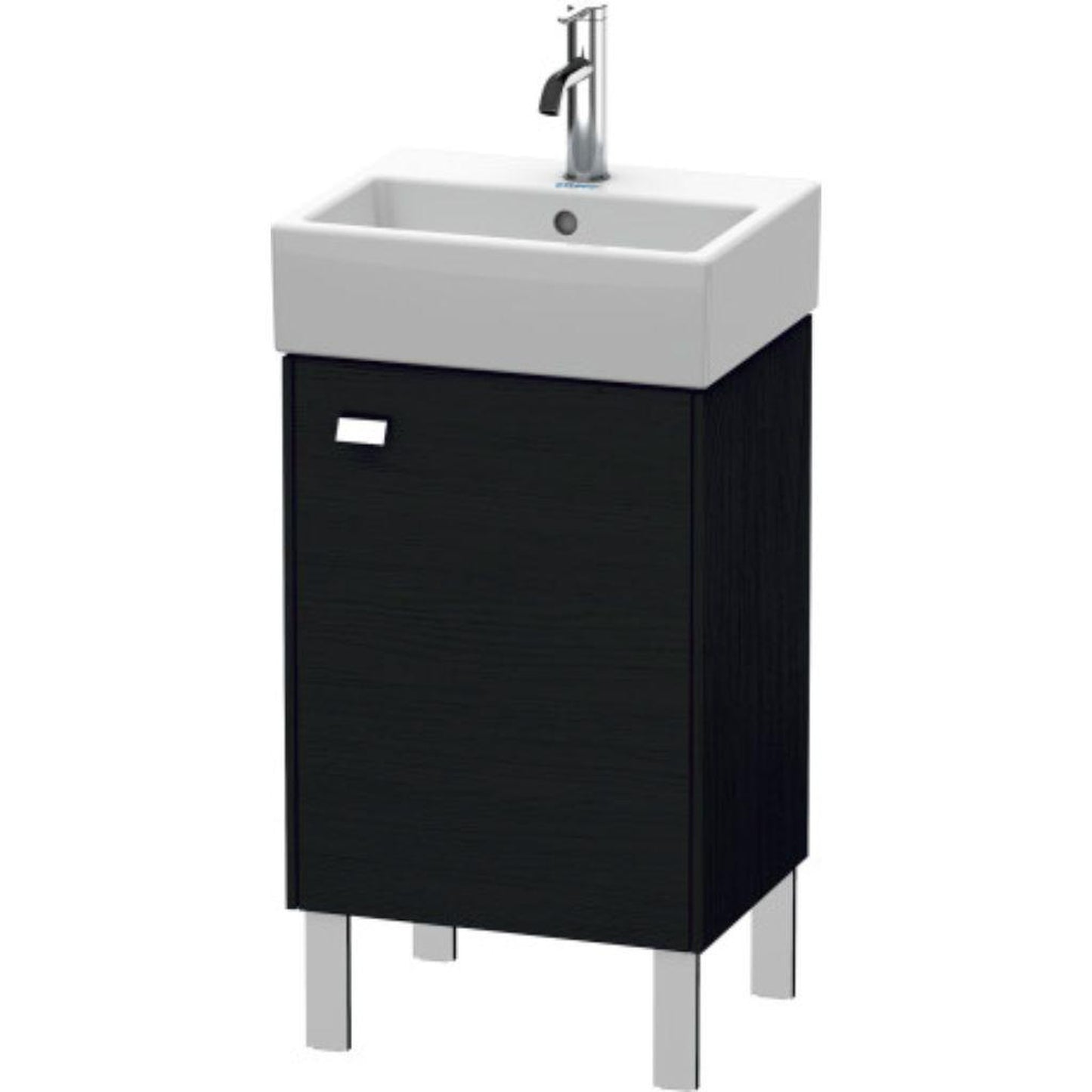 Duravit Brioso 17" x 22" x 13" Floor Standing Vanity Unit With Right Hinge One Door Cabinet in Black Oak and Chrome Handle