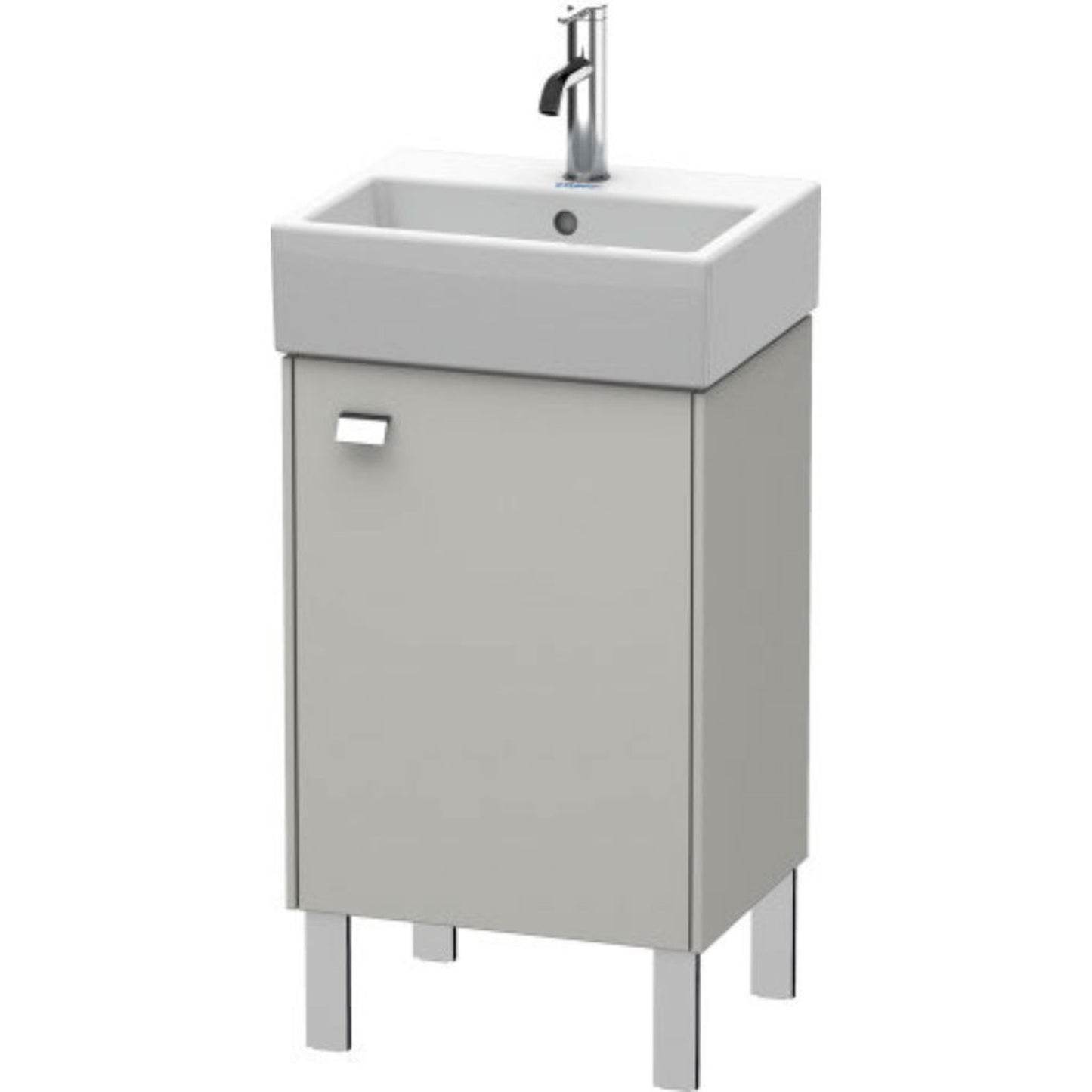 Duravit Brioso 17" x 22" x 13" Floor Standing Vanity Unit With Right Hinge One Door Cabinet in Concrete Grey Matt and Chrome Handle