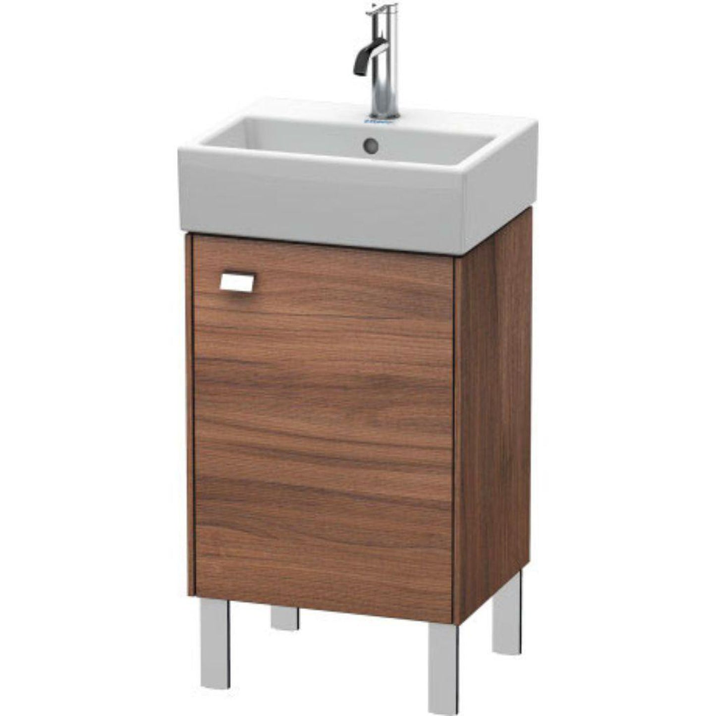 Duravit Brioso 17" x 22" x 13" Floor Standing Vanity Unit With Right Hinge One Door Cabinet in Natural Walnut and Chrome Handle