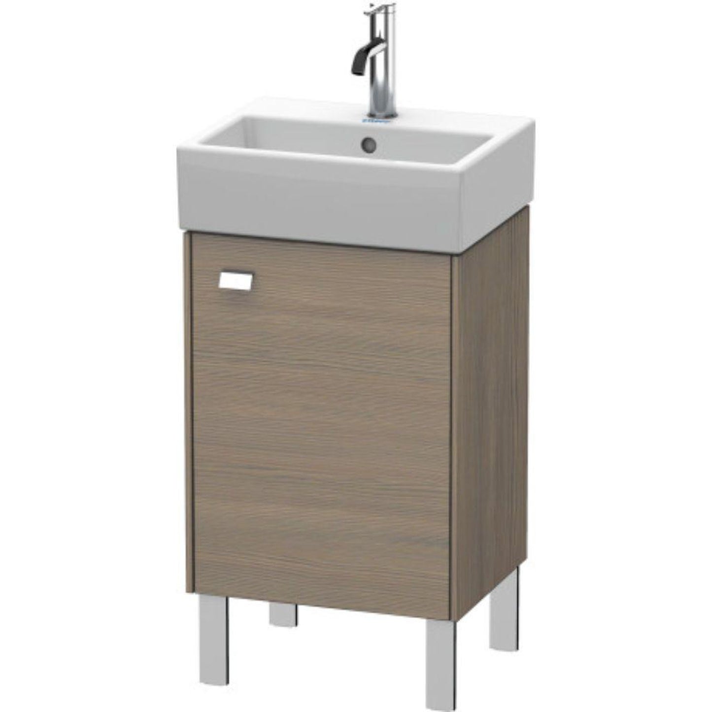 Duravit Brioso 17" x 22" x 13" Floor Standing Vanity Unit With Right Hinge One Door Cabinet in Oak Terra and Chrome Handle