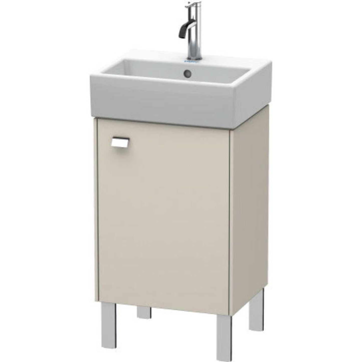 Duravit Brioso 17" x 22" x 13" Floor Standing Vanity Unit With Right Hinge One Door Cabinet in Taupe and Chrome Handle